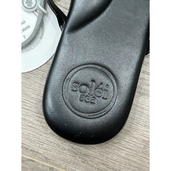 Solei Sea Womens Black Out Flip Flops Leather Round Toe Slip-On Black Size 7 NWT - Picture 4 of 7